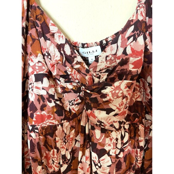 NWT Gilli Women's Multi-Color Floral Long Sleeve Blouse Smocked Back Size 1X - Picture 4 of 9